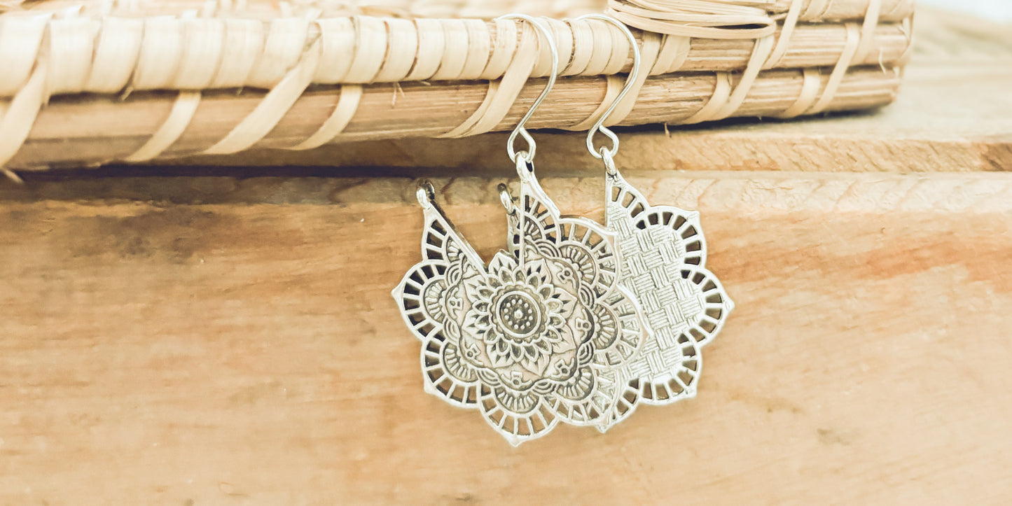 Beautiful Gold or Silver Mandala Earrings