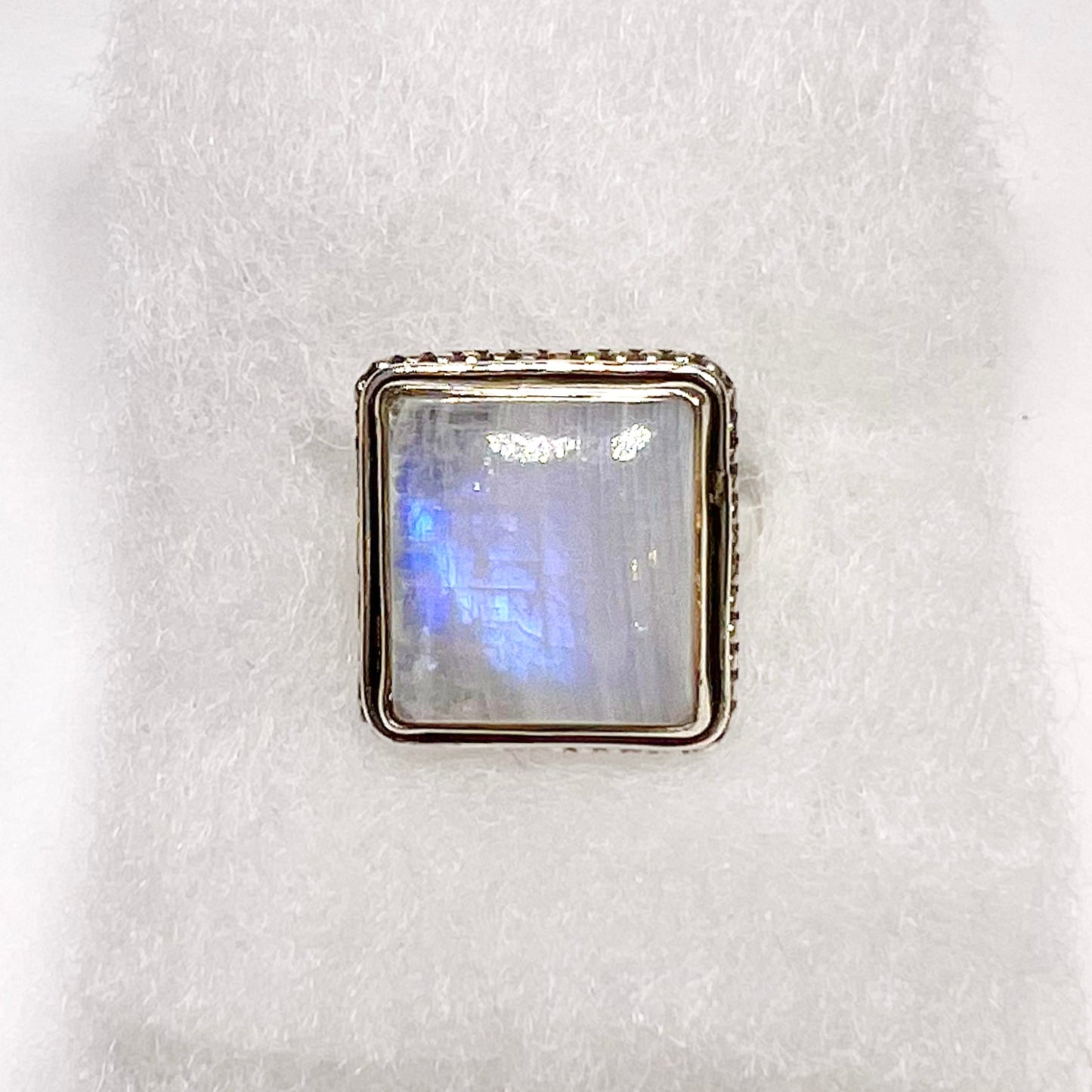 Rainbow Moonstone Ring Size 6 "Squared"