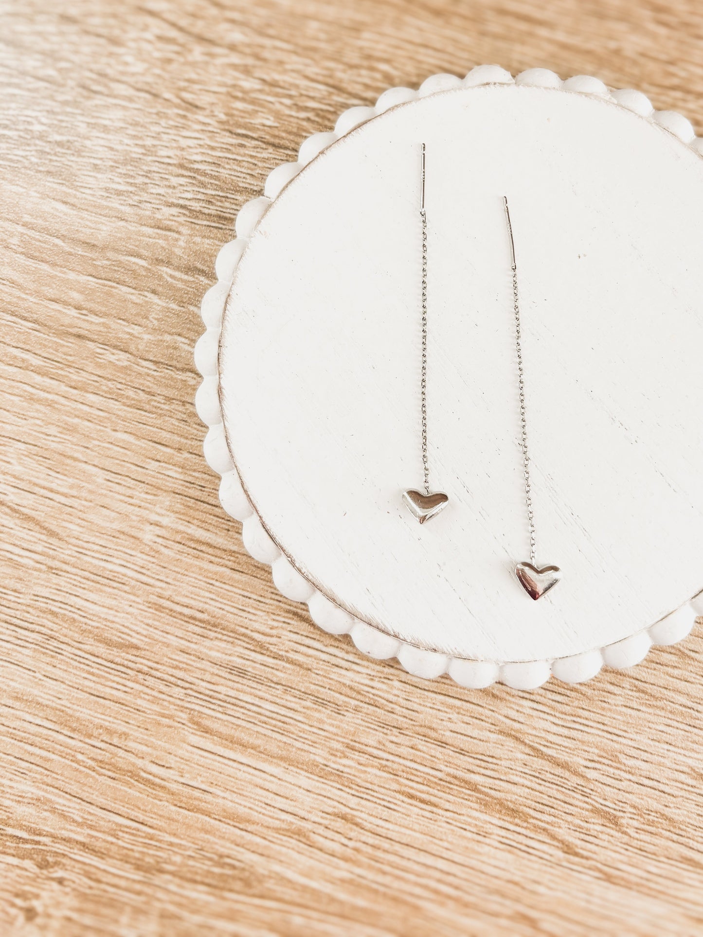 Beautiful Dainty Gold or Silver Heart Drop Earrings