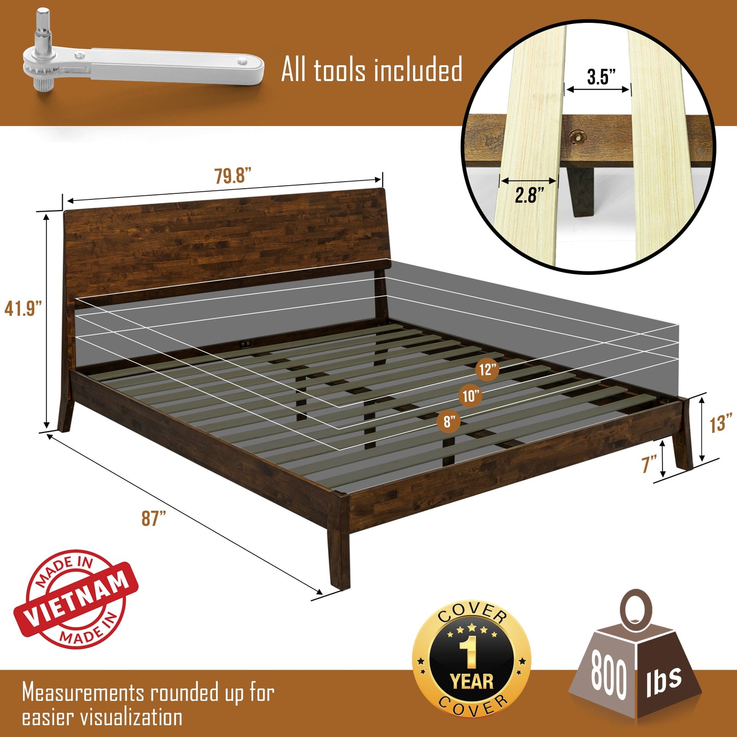 Serenity Solid Wood Bed Frame