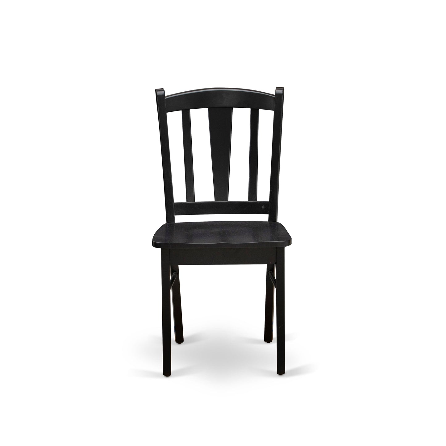 EAST WEST FURNITURE - ANDL5-BLK-W - 5-Pc Kitchen Dining Room Set- 4 Dining Chairs and Kitchen Dining Table - Wooden Seat and Slatted Chair Back (Black Finish)