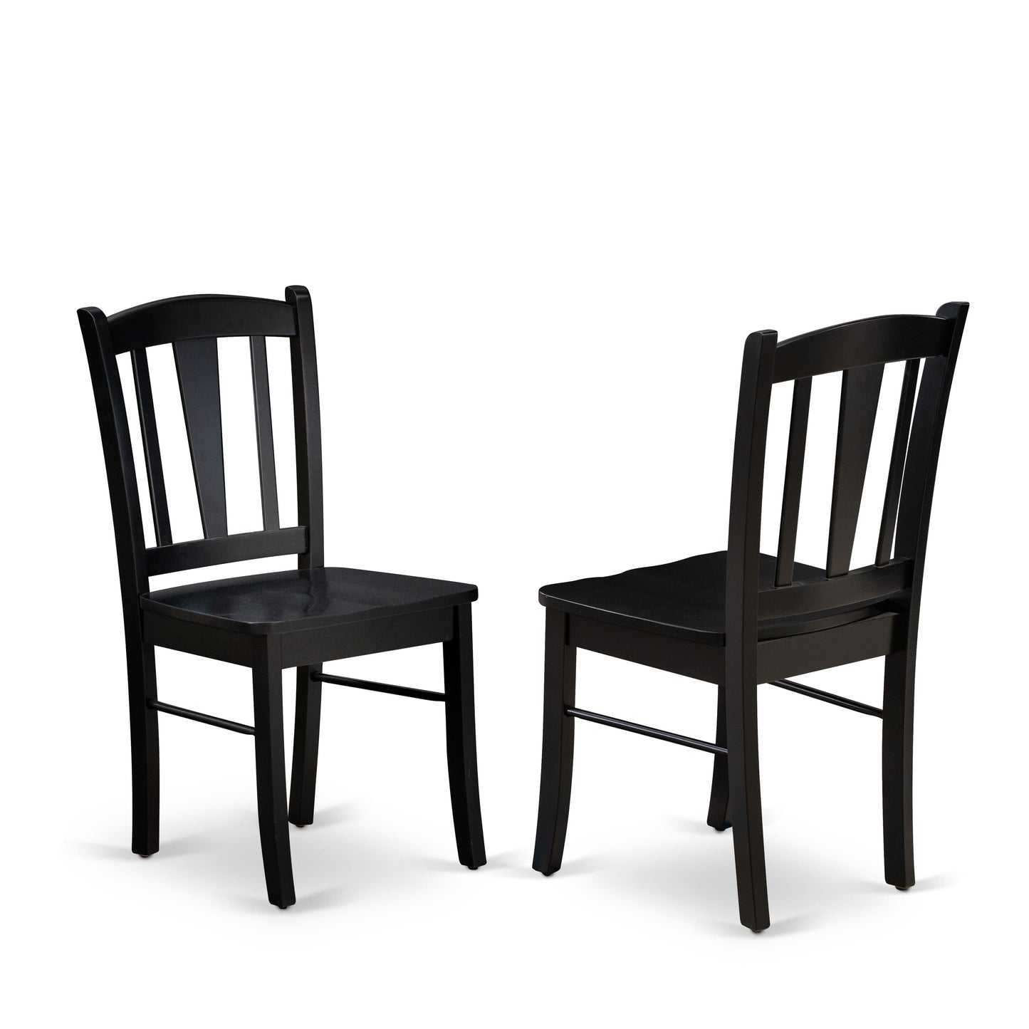EAST WEST FURNITURE - ANDL5-BLK-W - 5-Pc Kitchen Dining Room Set- 4 Dining Chairs and Kitchen Dining Table - Wooden Seat and Slatted Chair Back (Black Finish)