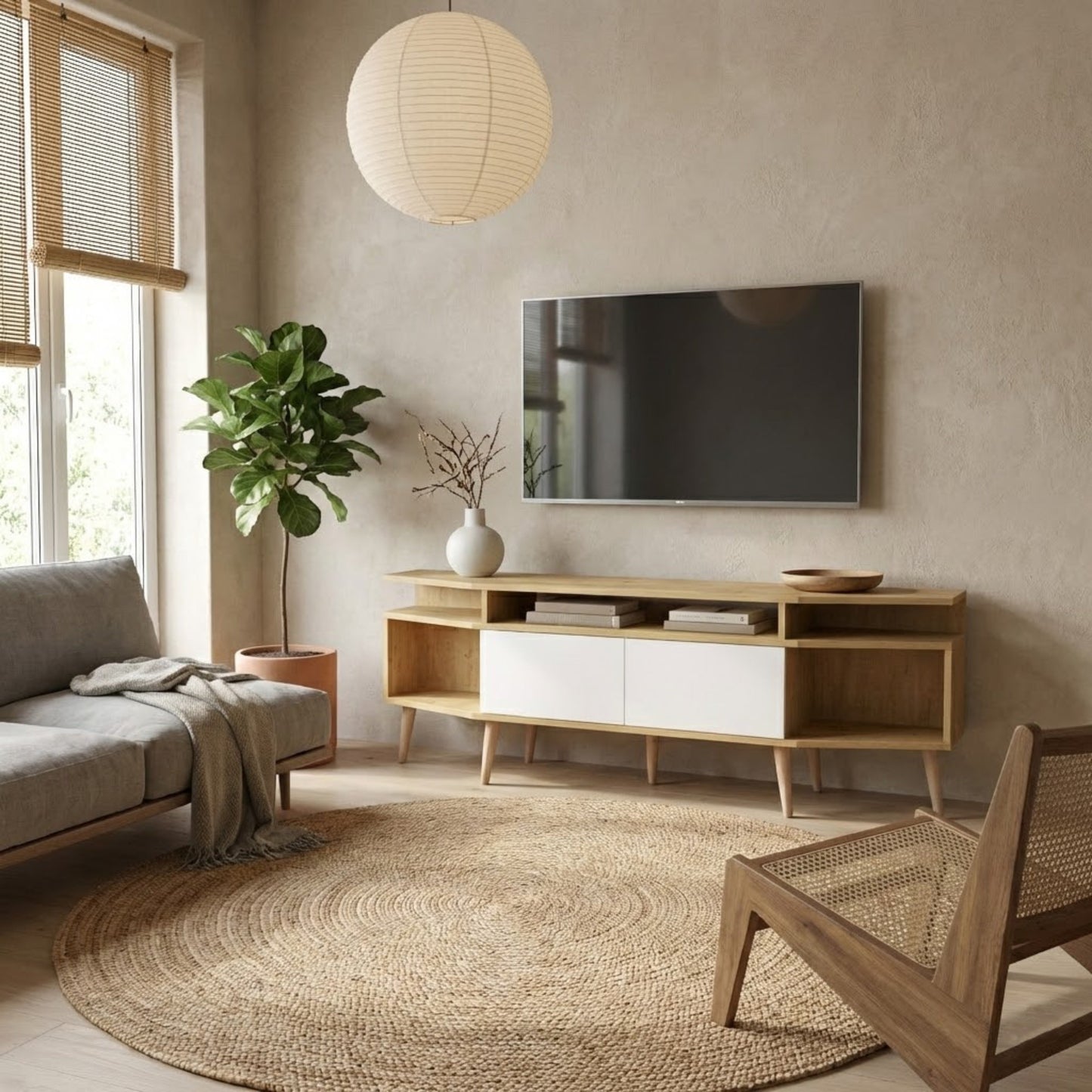 Dennis 71 in Wide Modern TV Stand Media Console with Storage for TVs up to 80 in