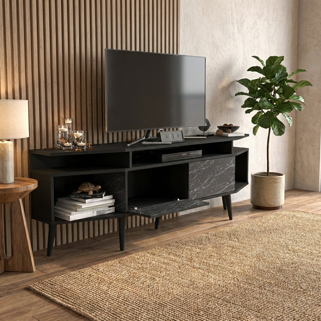 Dennis 71 in Wide Modern TV Stand Media Console with Storage for TVs up to 80 in