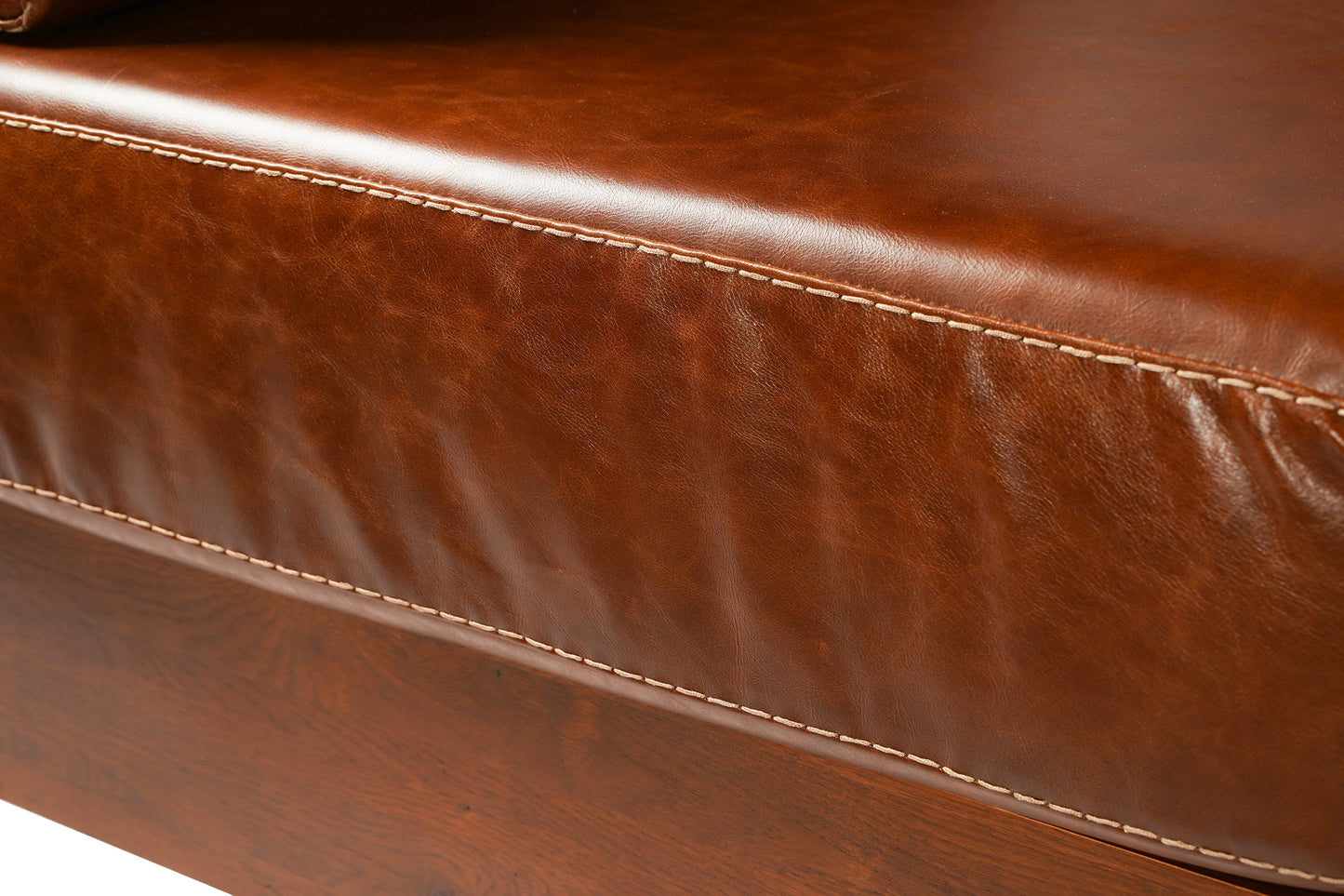 Mission / Craftsman Cubic Slat Side Love Seat - Chestnut Brown Leather