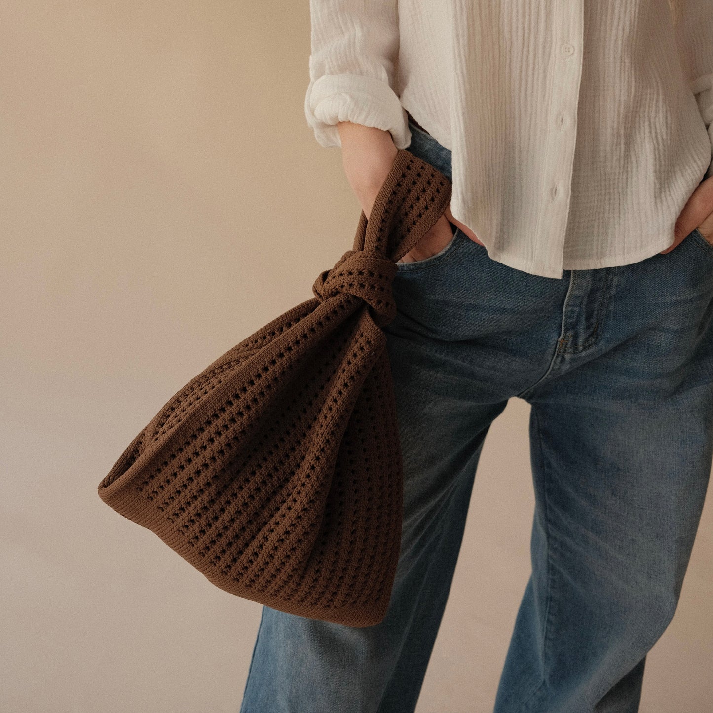 Brown Crochet Handbag