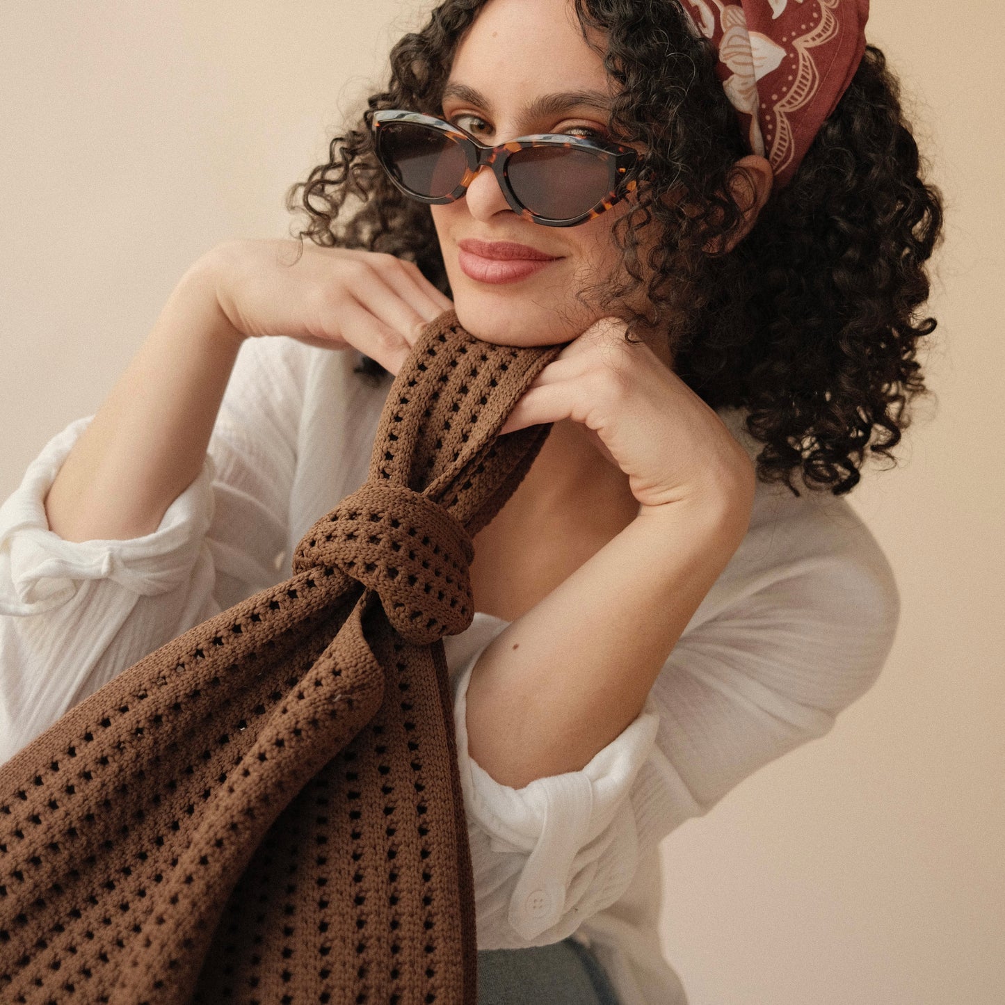 Brown Crochet Handbag