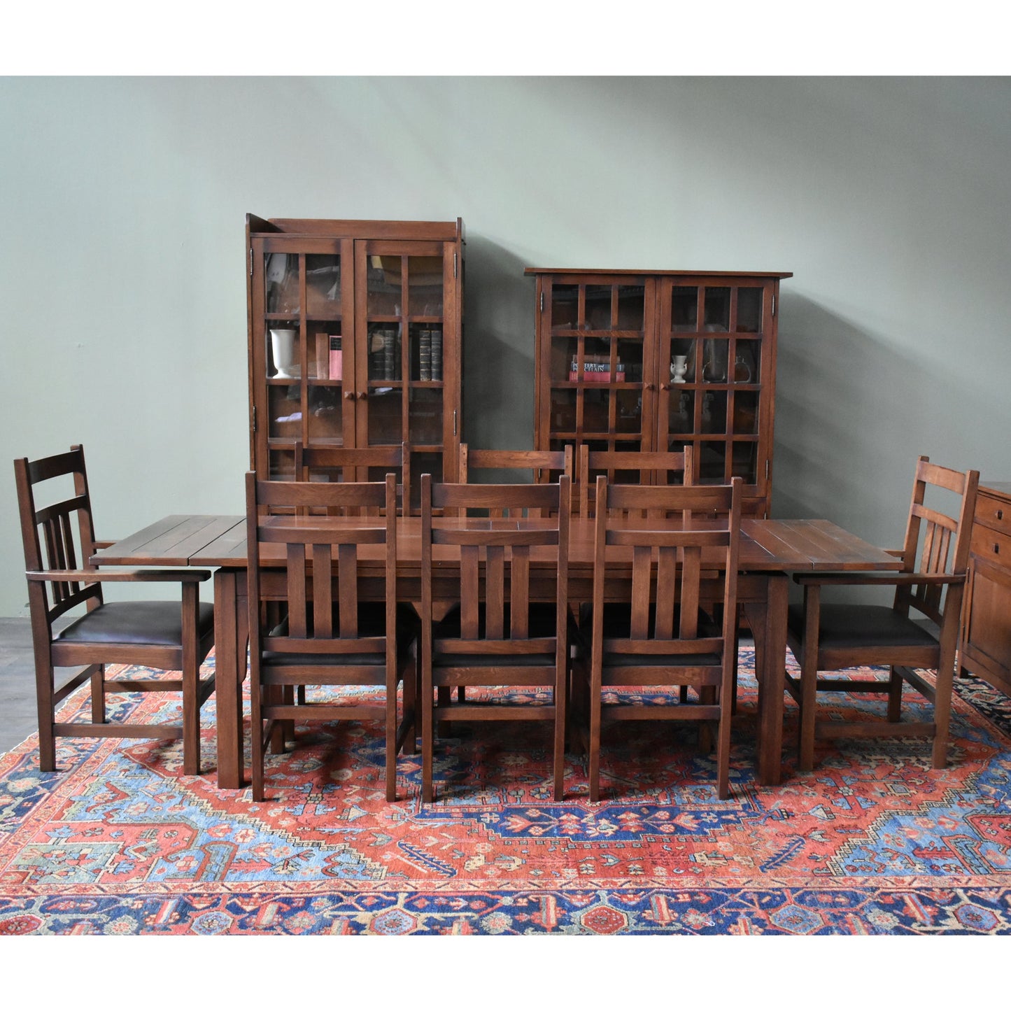 Preorder Mission Stow Leaf Table with #401 Chair Dining Set - Dark Oak