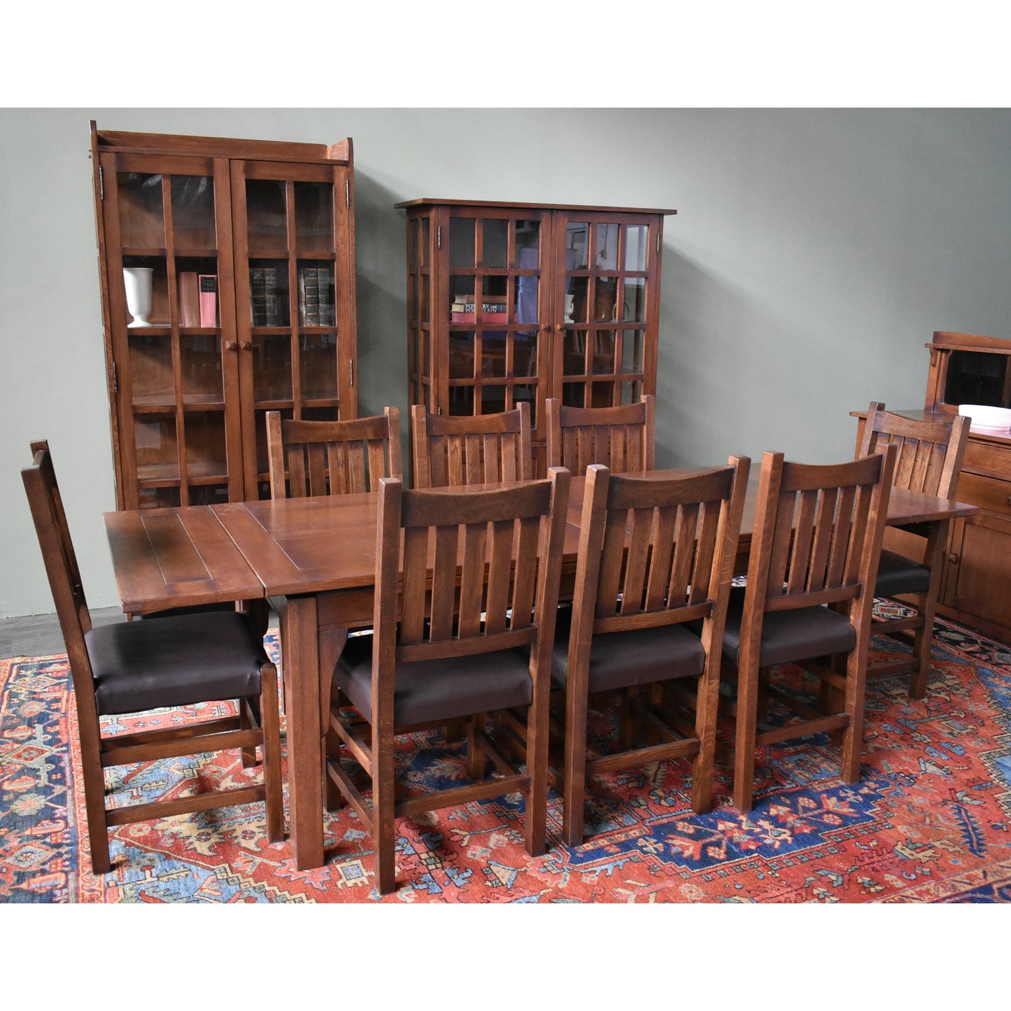 Mission Stow Leaf Table with #240 Chair Dining Set - Dark Oak