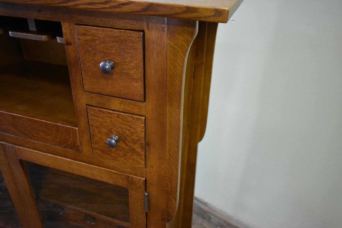 Mission / Arts and Crafts Quarter Sawn White Oak Wine Cabinet - 45"