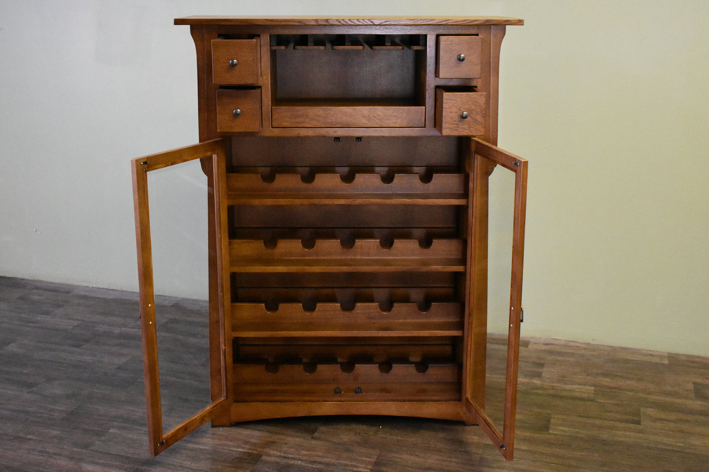 Mission / Arts and Crafts Quarter Sawn White Oak Wine Cabinet - 45"