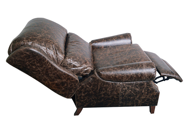 English Rolled Arm Recliner - Dark Brown Leather