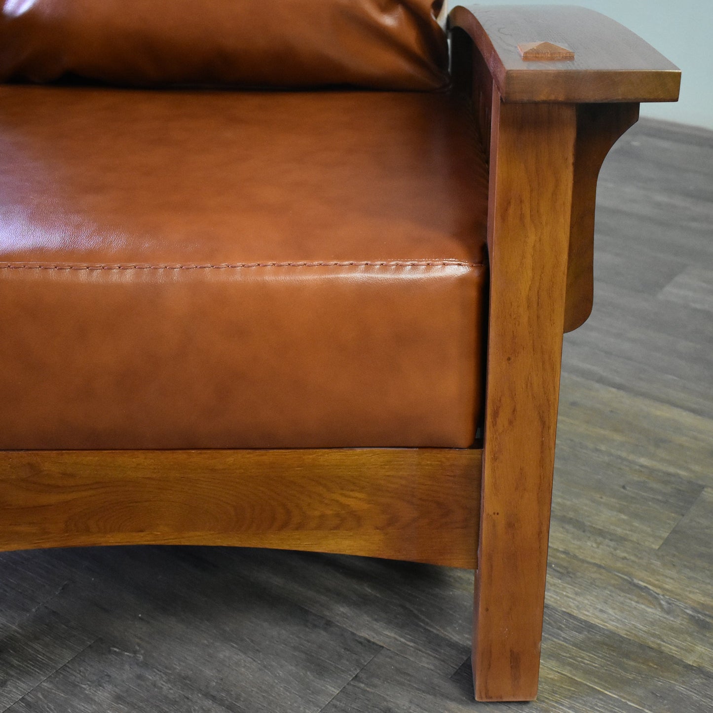 Craftsman-Mission Morris Arm Chair & Ottoman Set-Russet Brown Leather