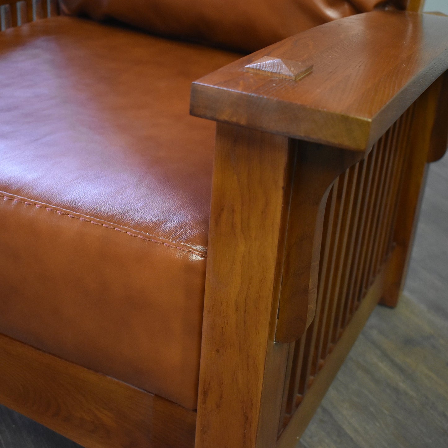 Craftsman-Mission Leather-Oak Morris Arm Chair-Russet Brown-RB-2