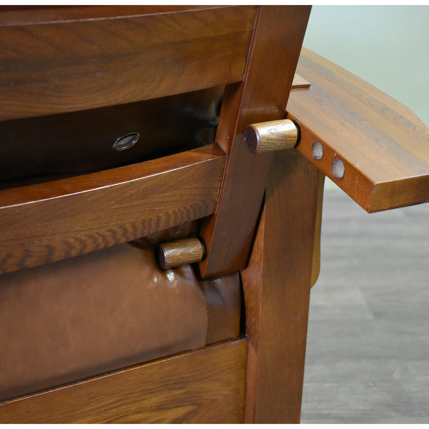 Craftsman / Mission Leather and Oak Morris Chair - Chestnut