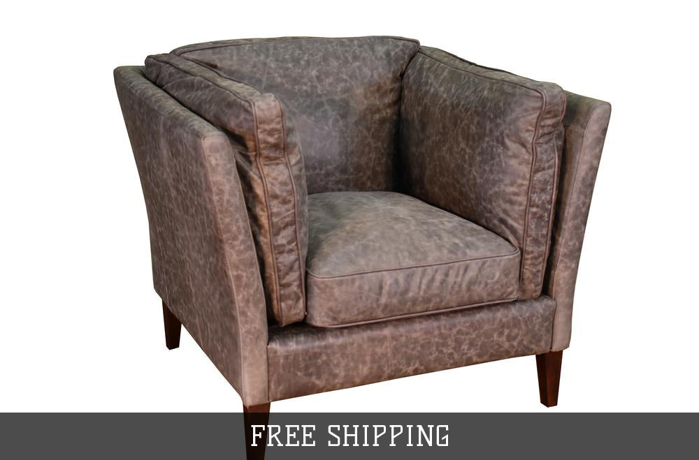 Kenmore Leather Arm Chair - Grey