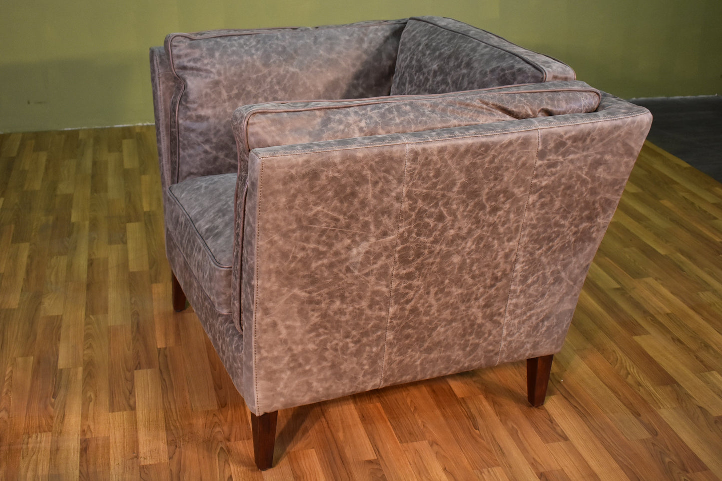 Kenmore Leather Arm Chair - Grey
