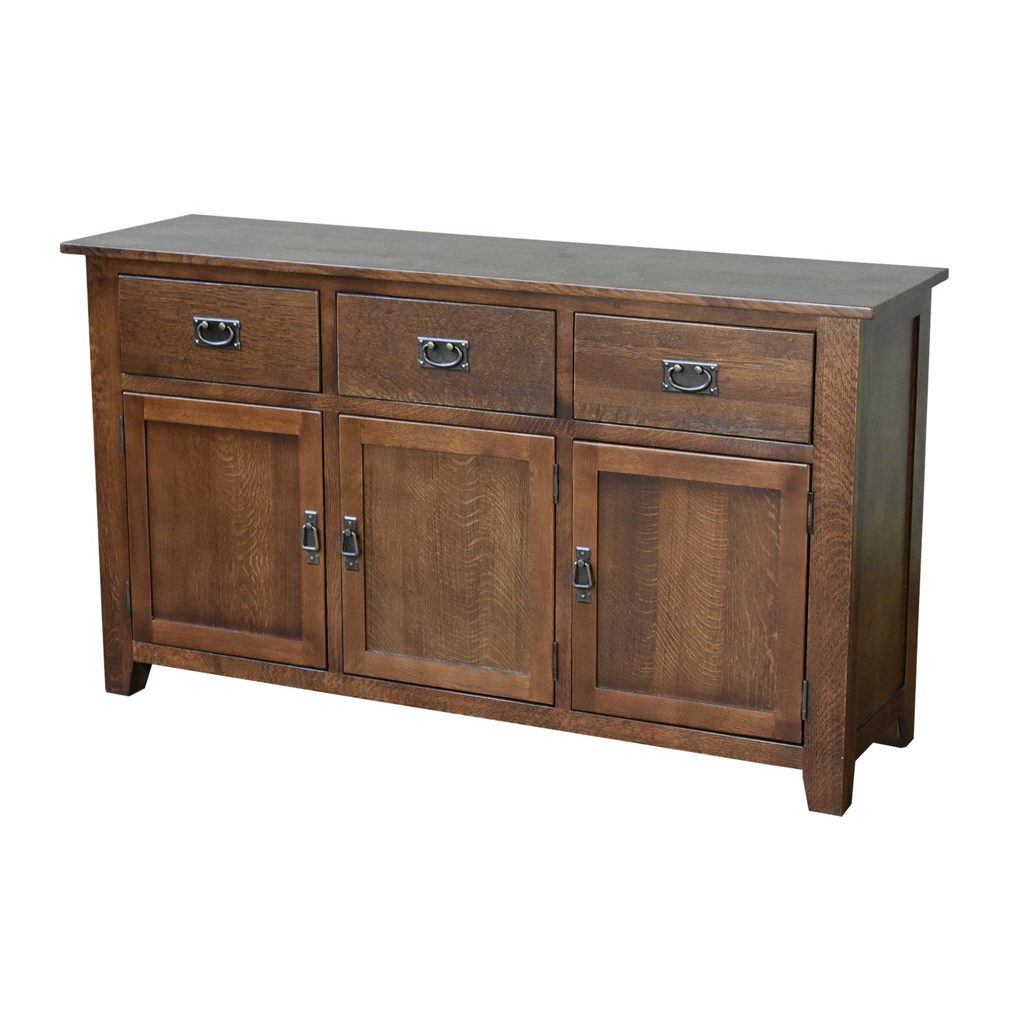 Mission Solid Oak 3 Drawer 3 Door Sideboard - Walnut (AW) - 59"