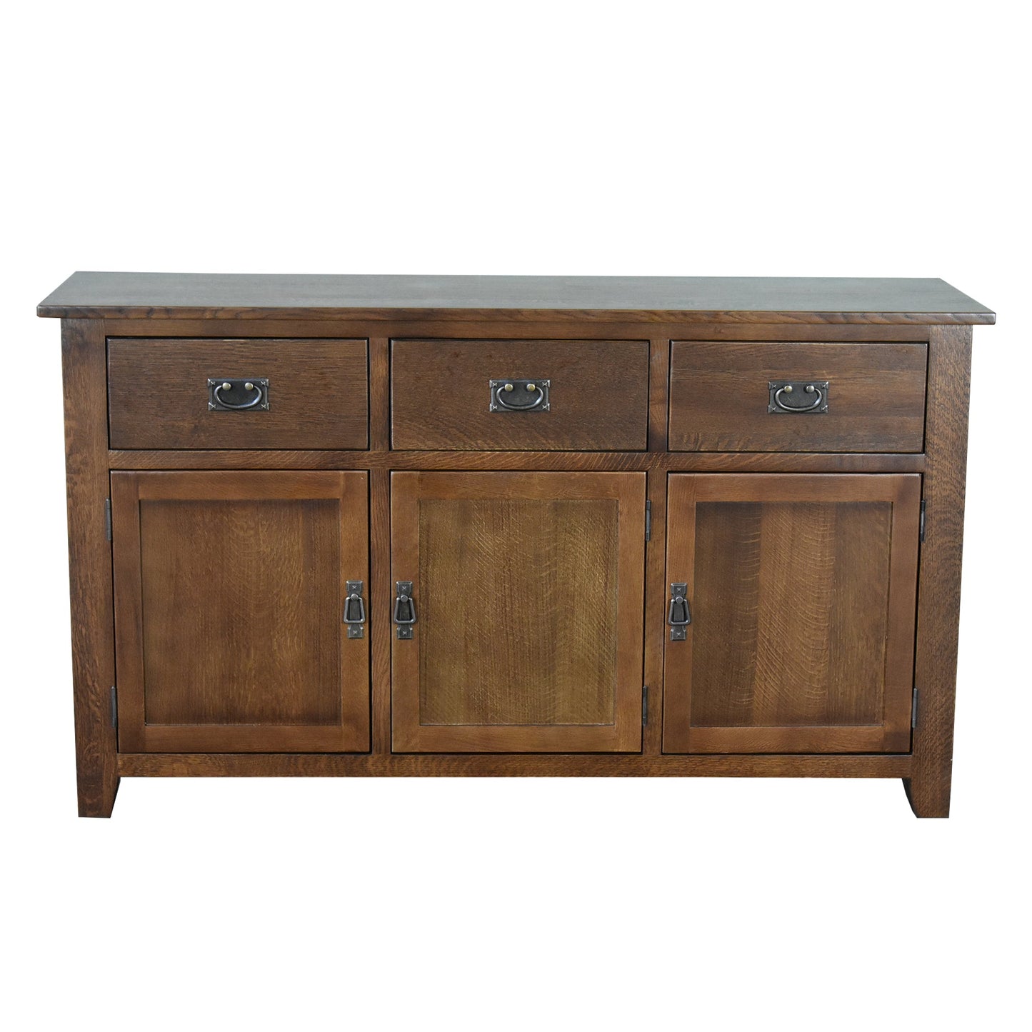 Mission Solid Oak 3 Drawer 3 Door Sideboard - Walnut (AW) - 59"