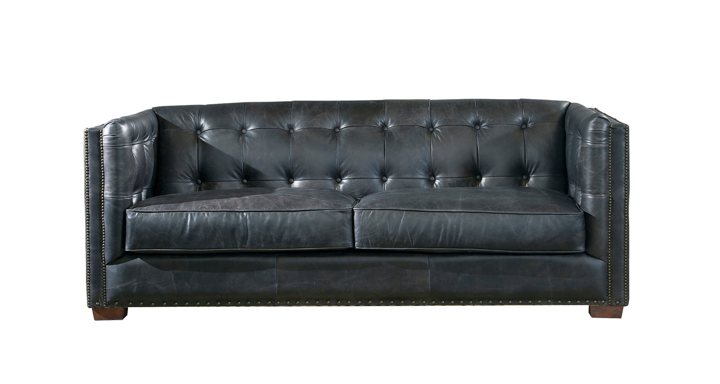 Tuxedo Leather Sofa - Slate