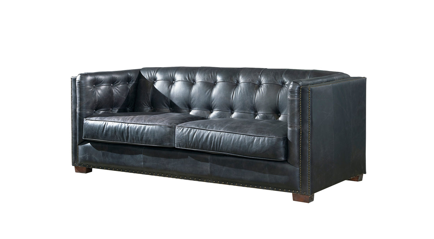 Tuxedo Leather Sofa - Slate