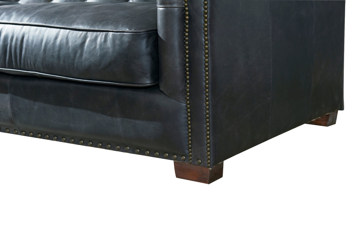 Tuxedo Leather Sofa - Slate