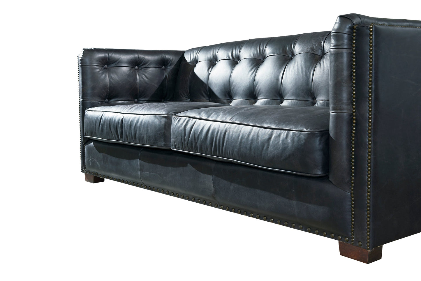 Tuxedo Leather Sofa - Slate