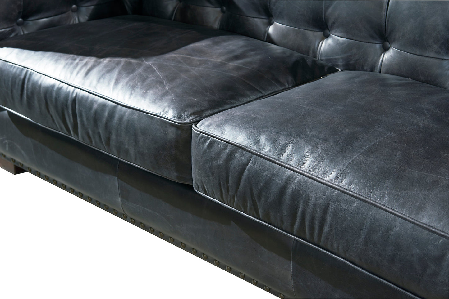 Tuxedo Leather Sofa - Slate