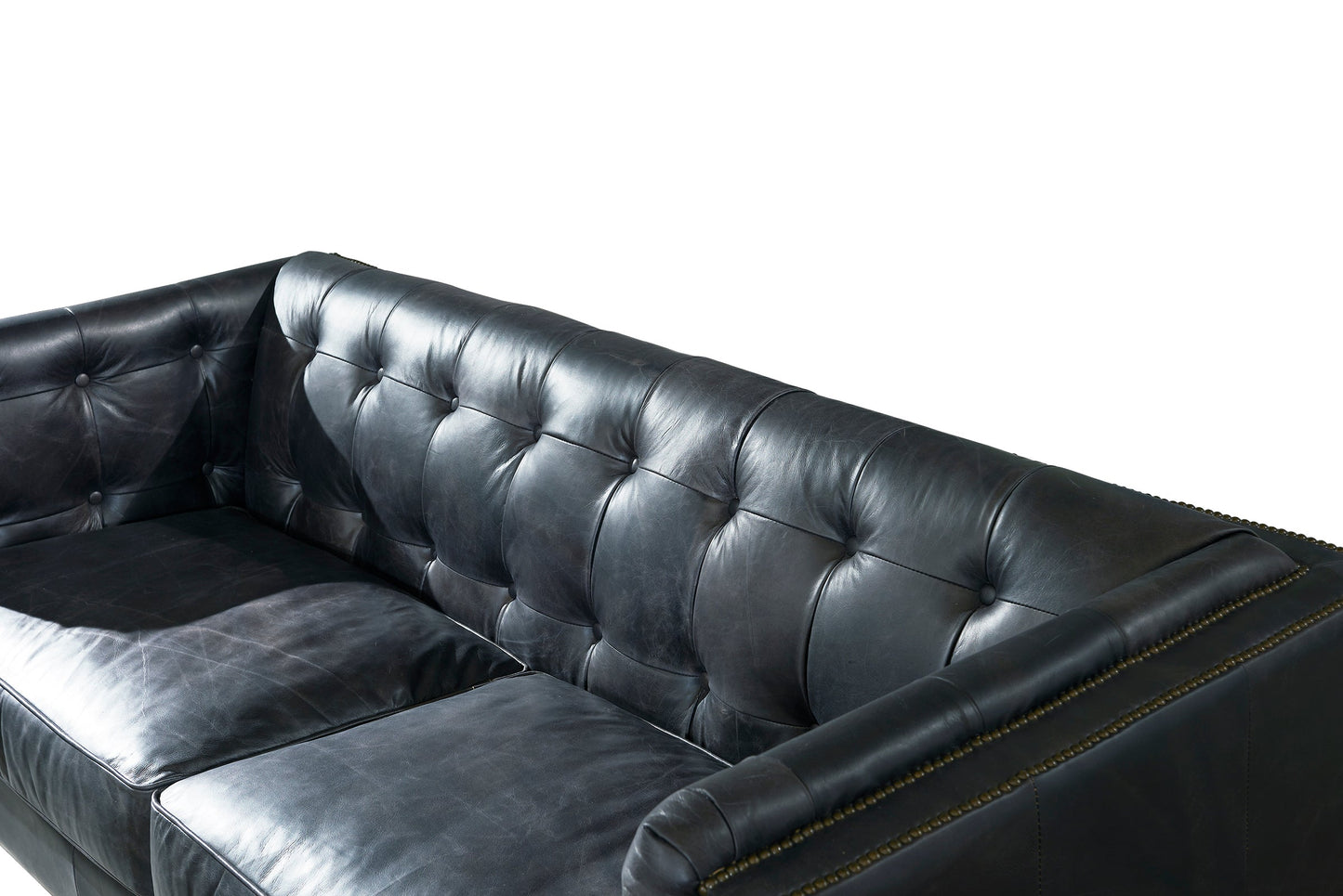 Tuxedo Leather Sofa - Slate