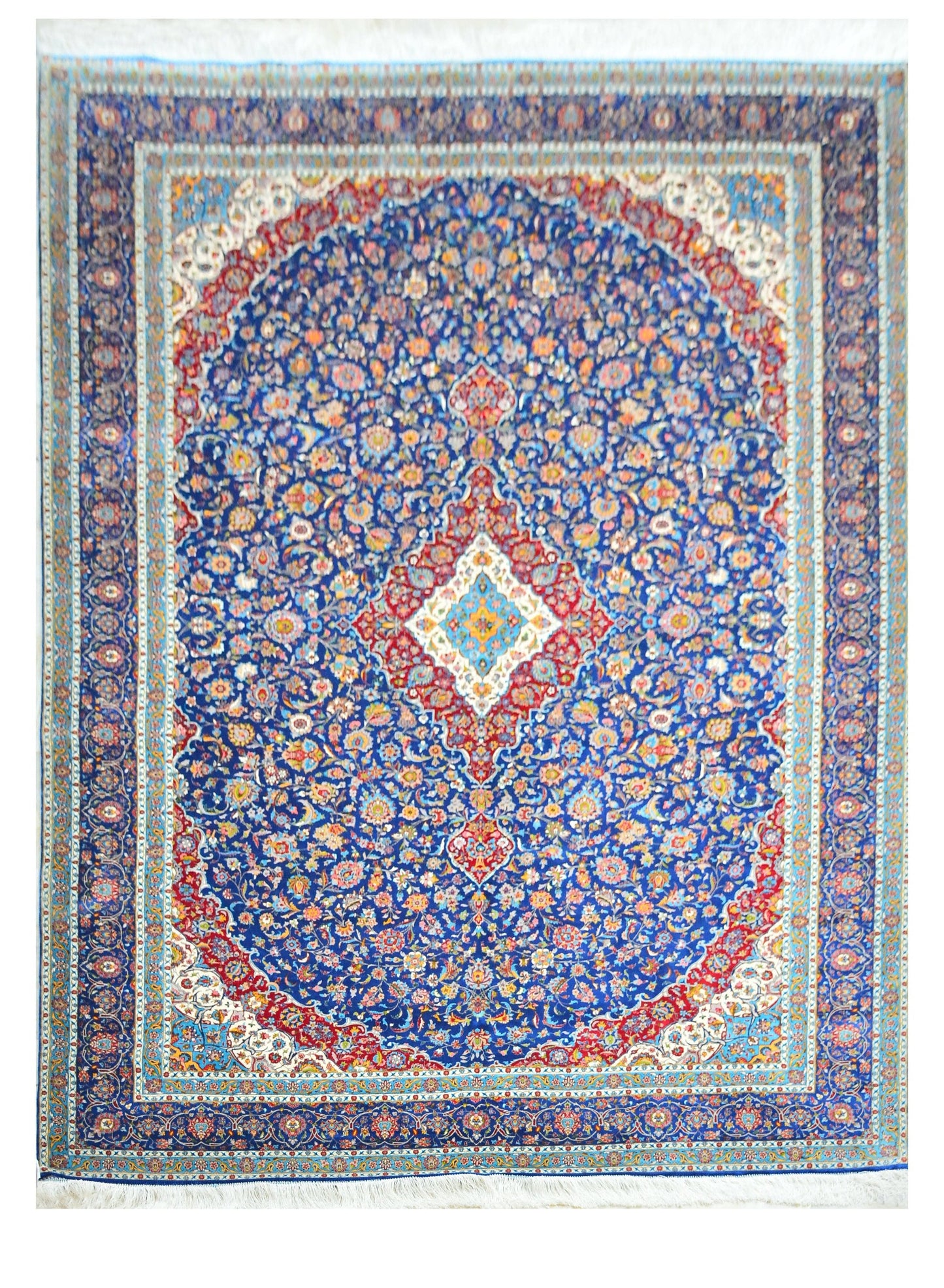 Isphahan 100% Silk Oriental Rug 6' 8" x 9' 1"