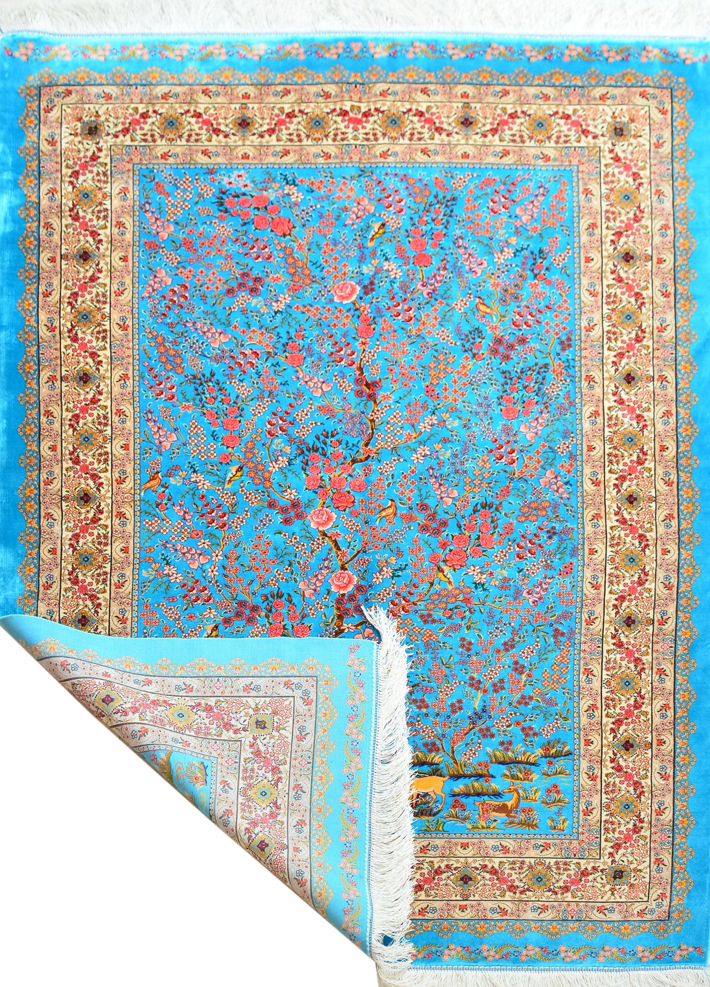 Fine Isphahan Tree of Life 100% Silk Rug 4' x 6'