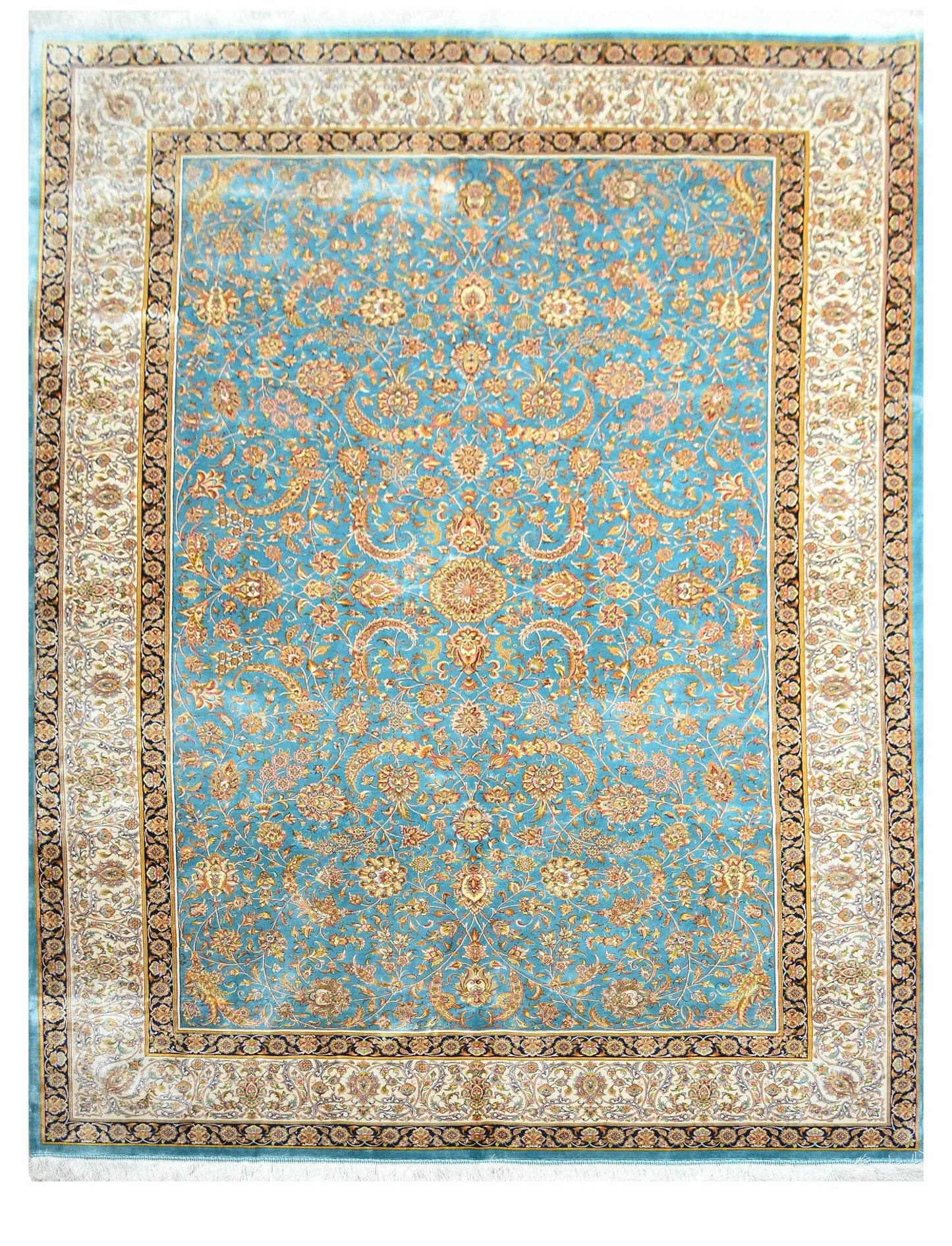 Sultanabad  100% Silk Oriental Rug 6' 7" x 9' 9"