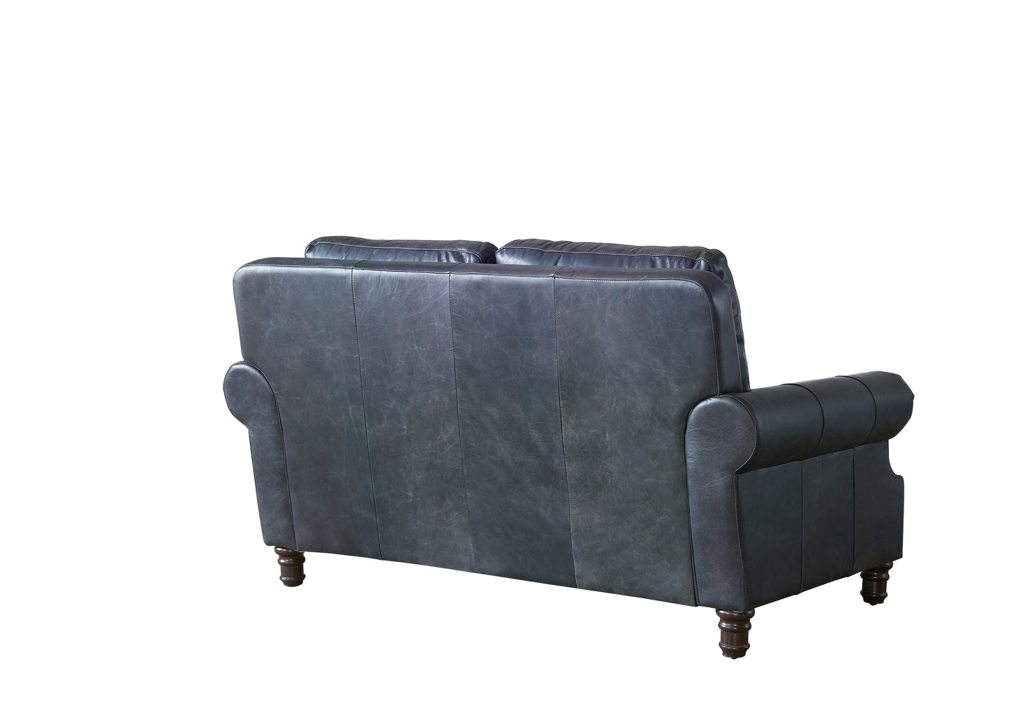 English Rolled Arm Love Seat - Slate Leather