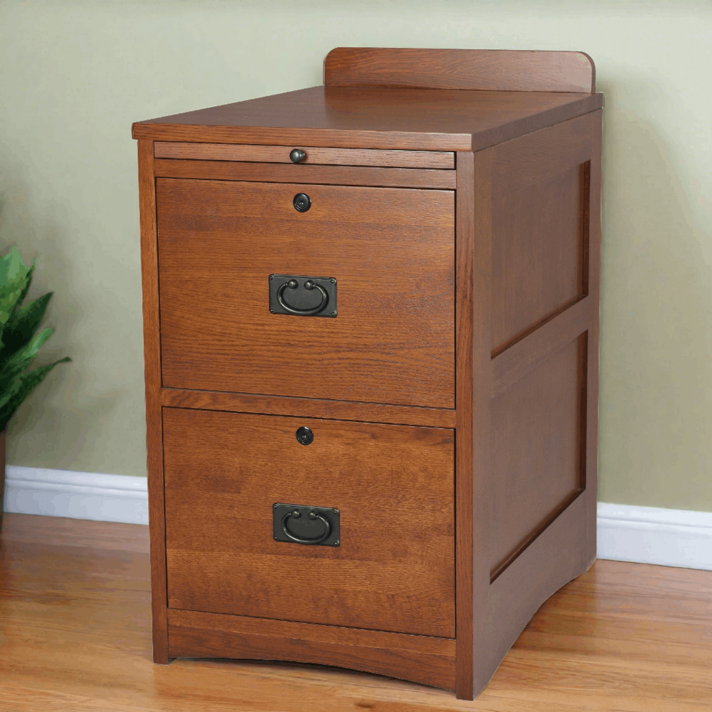Mission Oak 2-Drawer File Cabinet w/ Writing Tray – MC