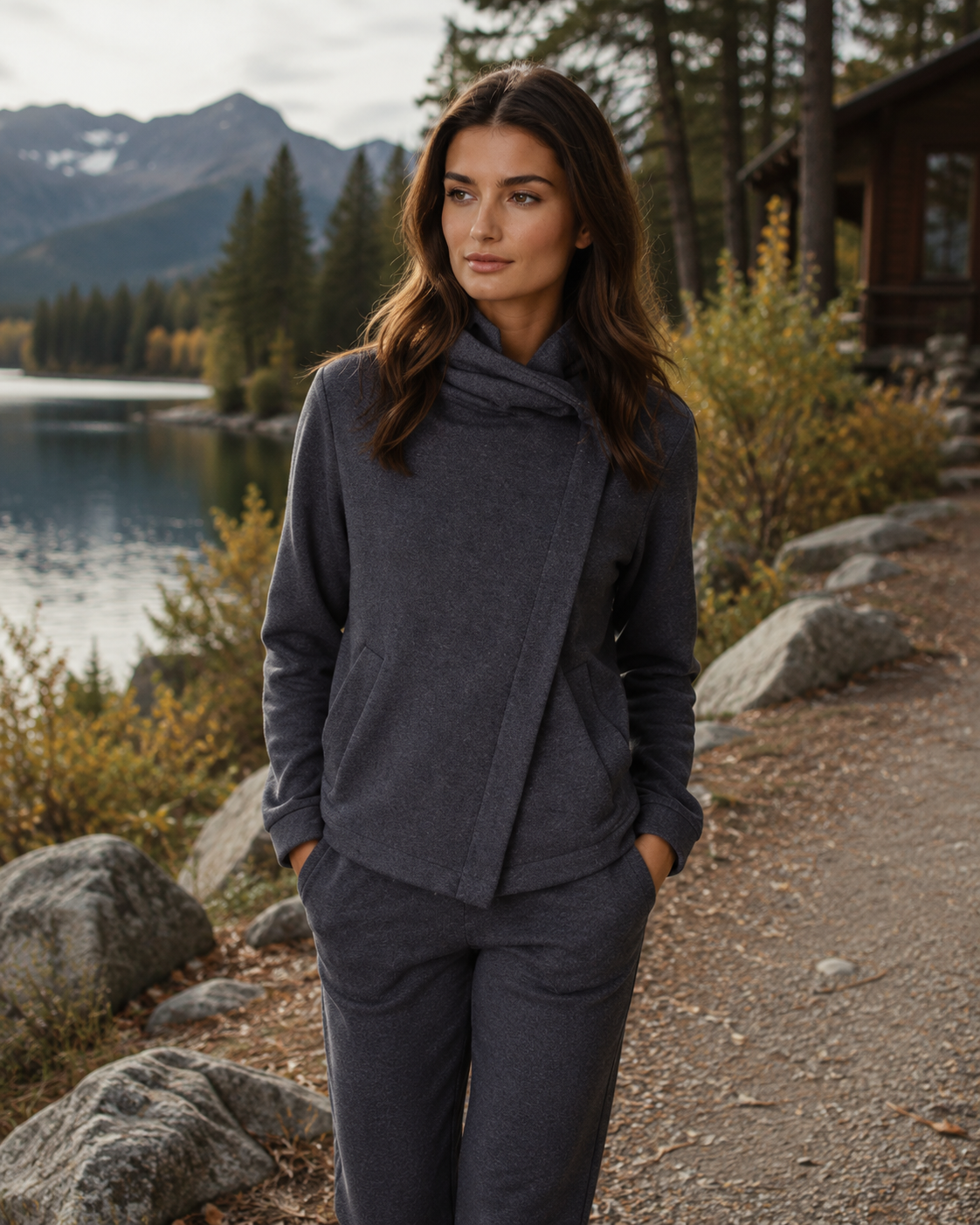 Dakota Hoodie Sweatshirt Jacket - Charcoal