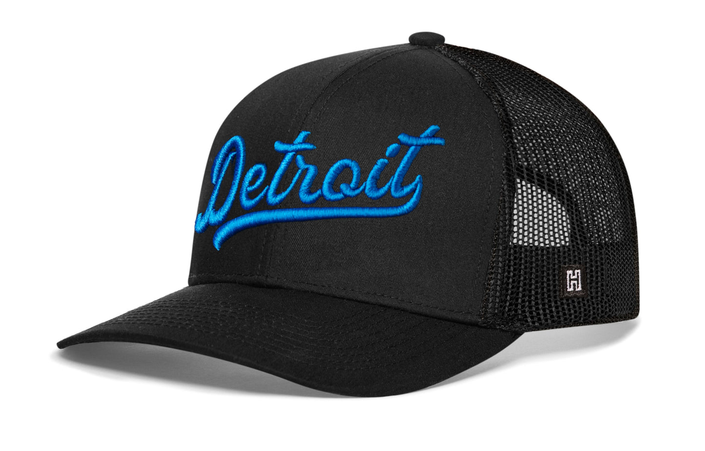 Detroit Blue Script Trucker Hat  |  Michigan Snapback