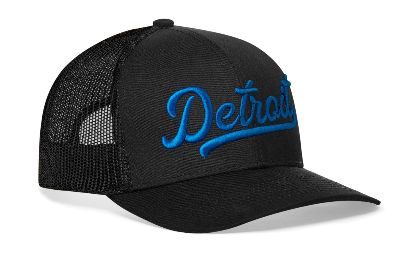 Detroit Blue Script Trucker Hat  |  Michigan Snapback