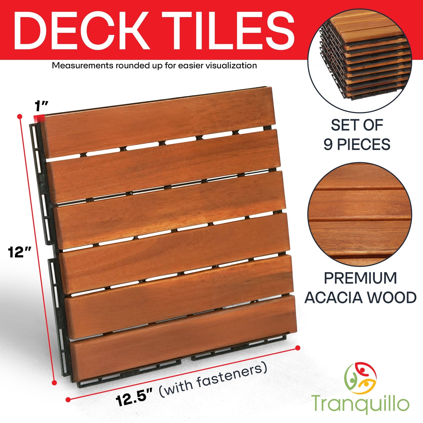 Solid Wood Deck Tiles 6 Slat Set 9