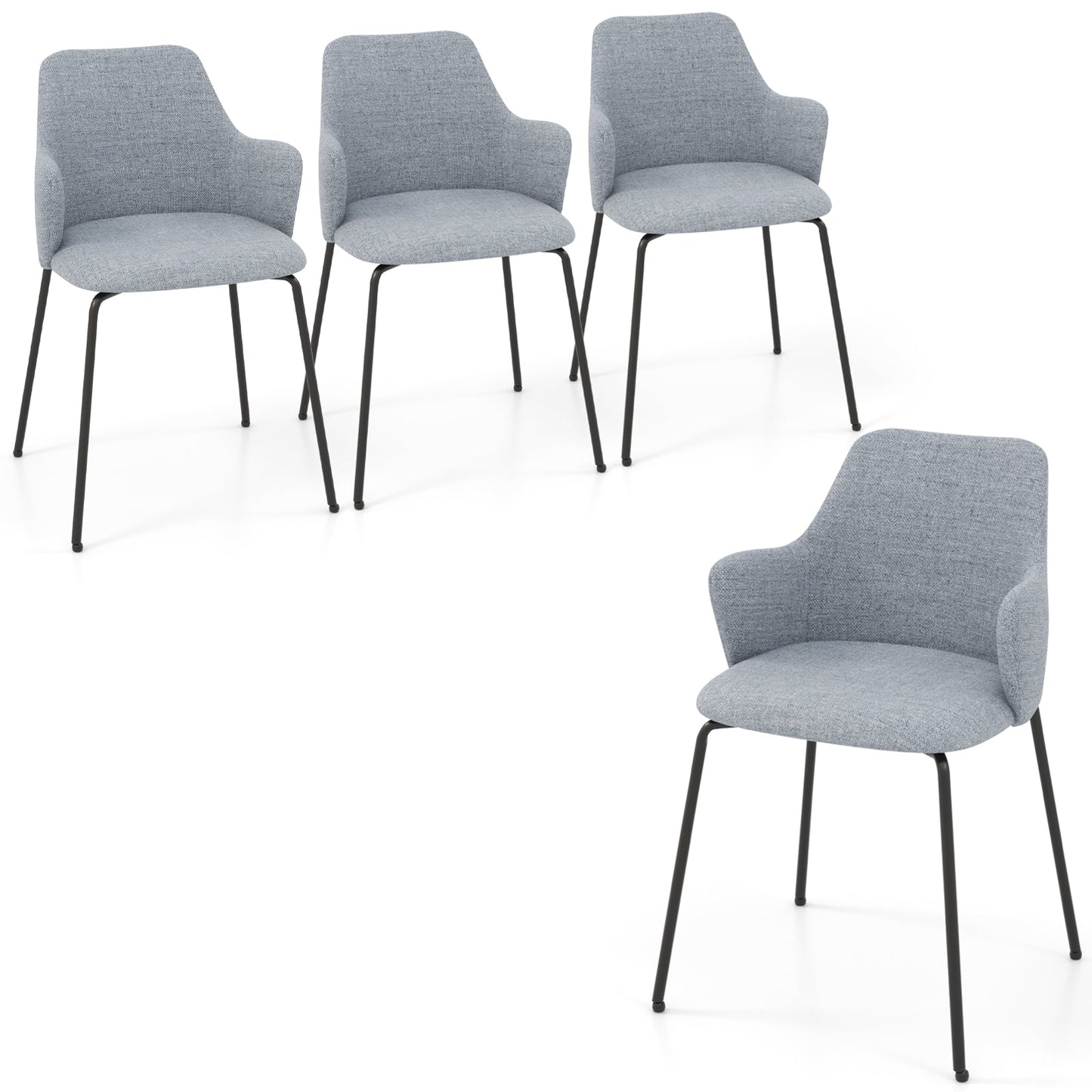 Dining Chairs Set of 2 with Curved Backrest Wide Seat and Armrests