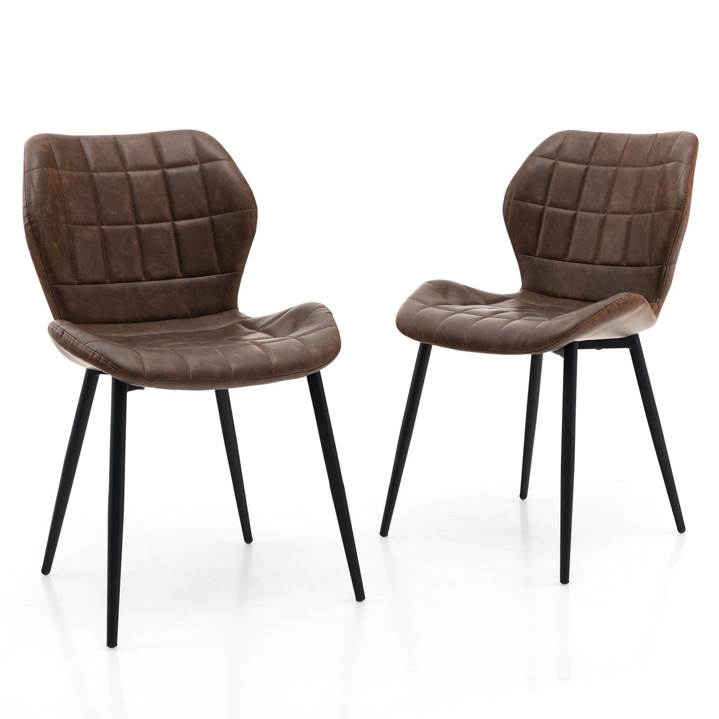 Dining Chairs Set of 2 with Padded Back Metal Legs and Adjustable Foot Pads