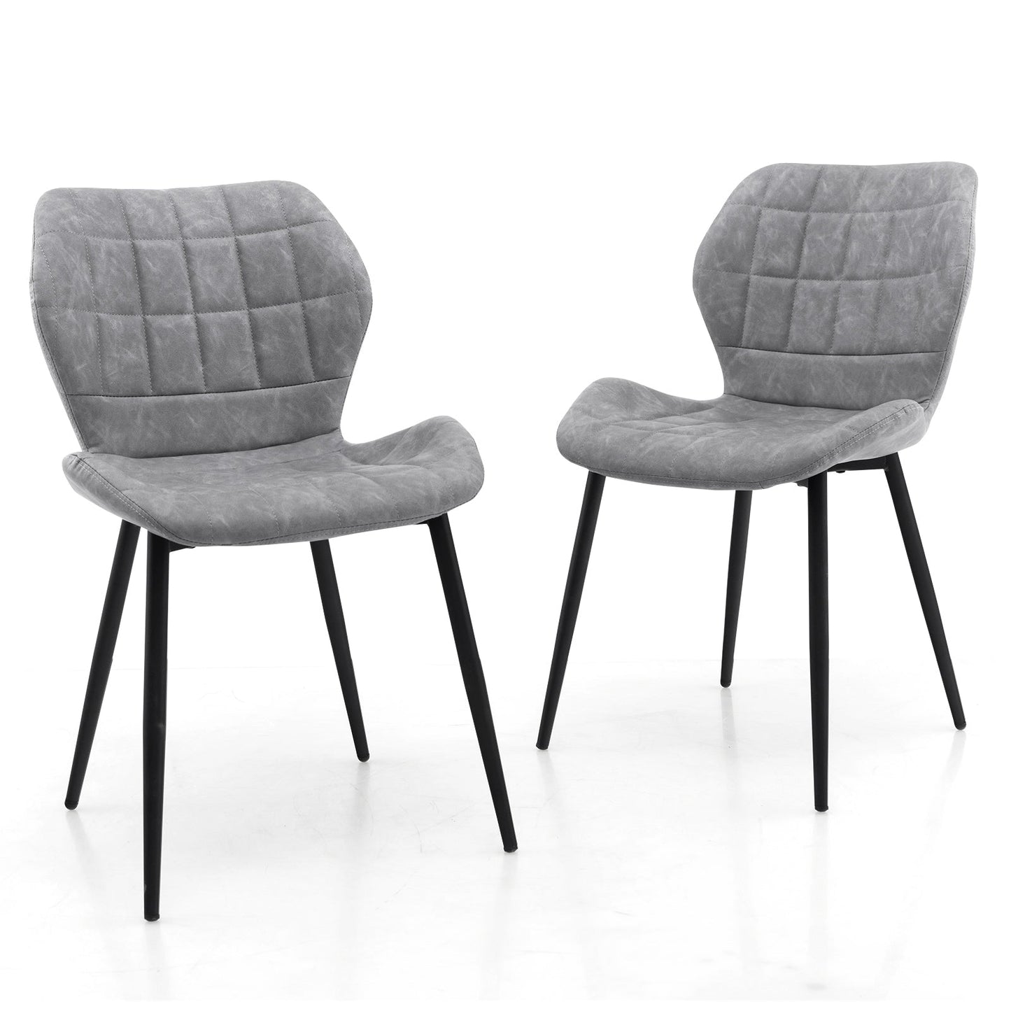 Dining Chairs Set of 2 with Padded Back Metal Legs and Adjustable Foot Pads