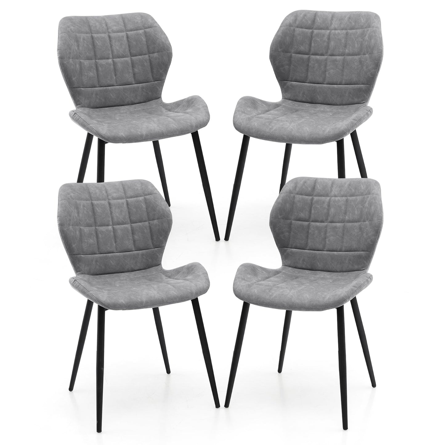 Dining Chairs Set of 2 with Padded Back Metal Legs and Adjustable Foot Pads