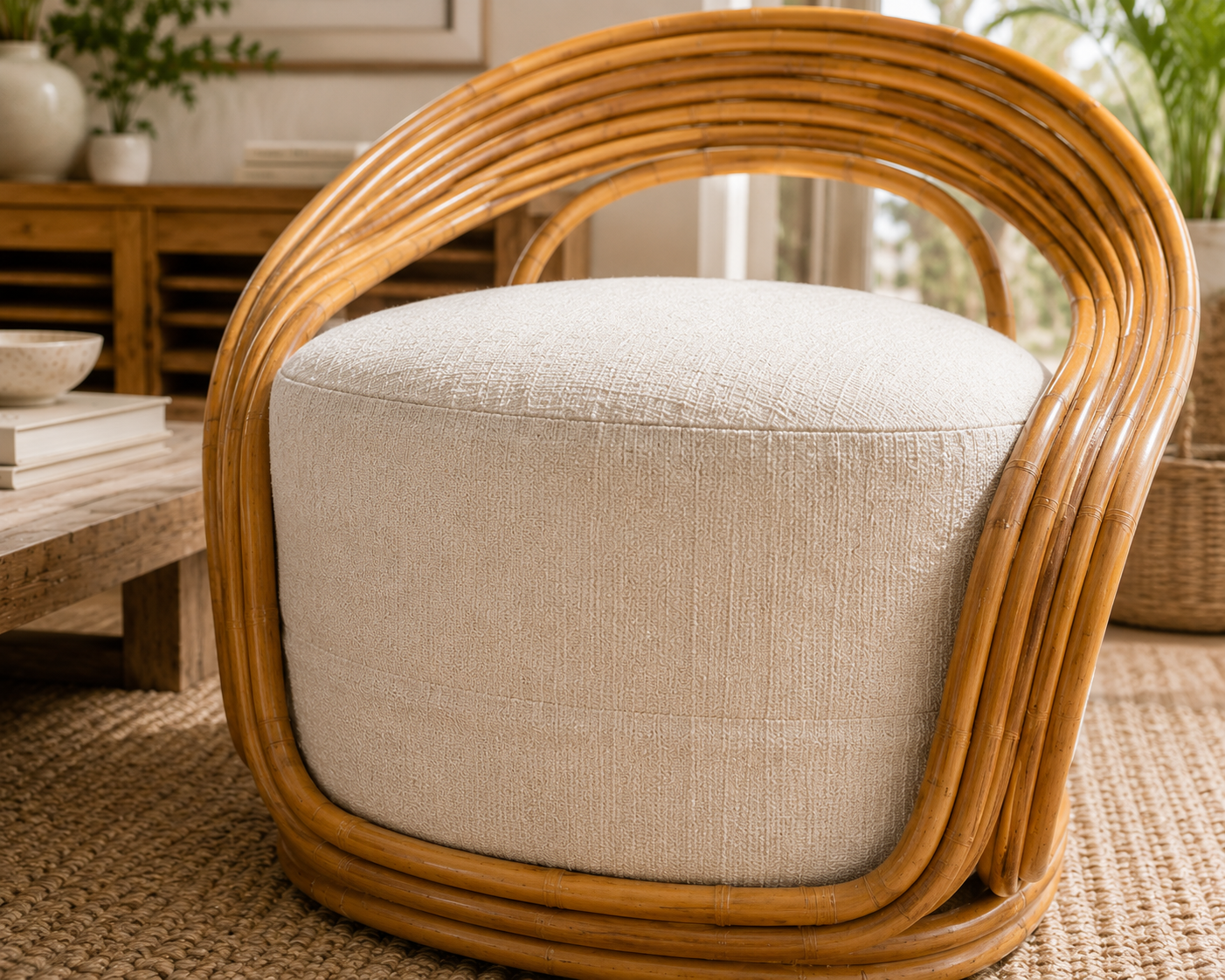 Natural Rattan Retro Lounge Chair