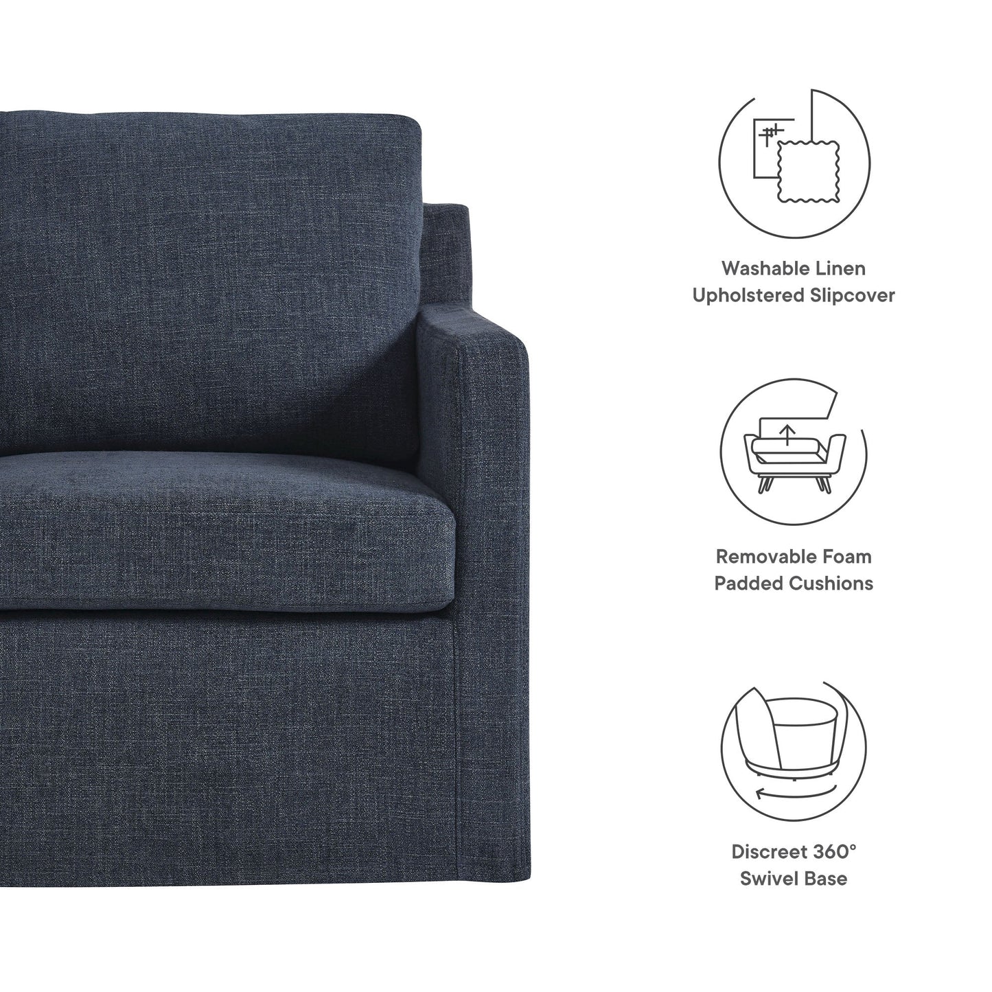 Serene Fabric Slipcovered Swivel Armchair by Modway