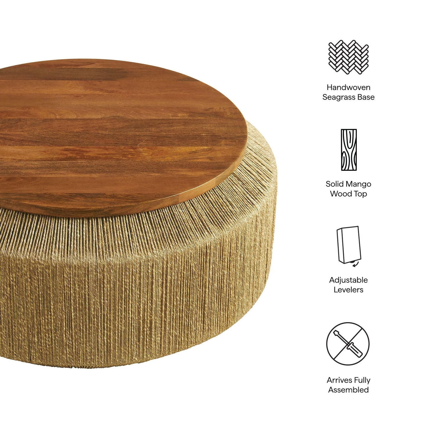 Maris Seagrass and Wood Coffee Table by Modway