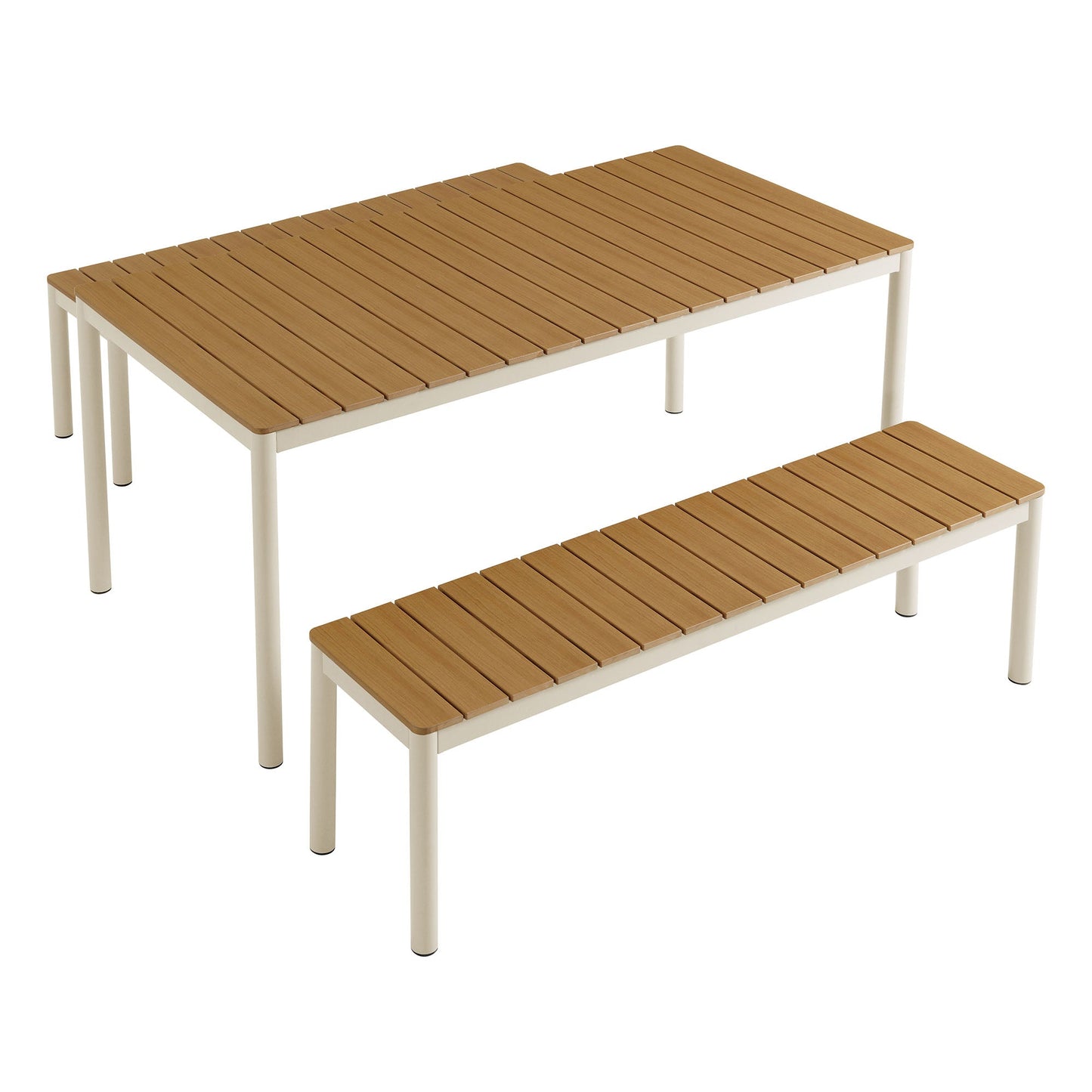 Finn Outdoor Patio Aluminum Faux Wood Dining Set with Benches by Modway