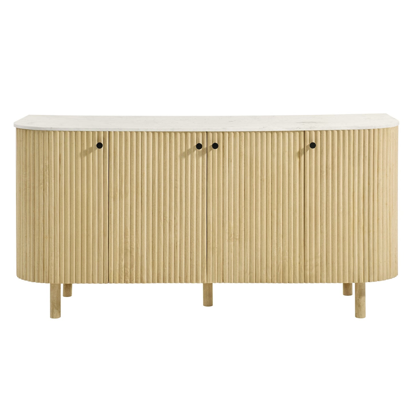 Caldera 60" Curved Solid Wood and Marble Sideboard Storage Cabinet by Modway