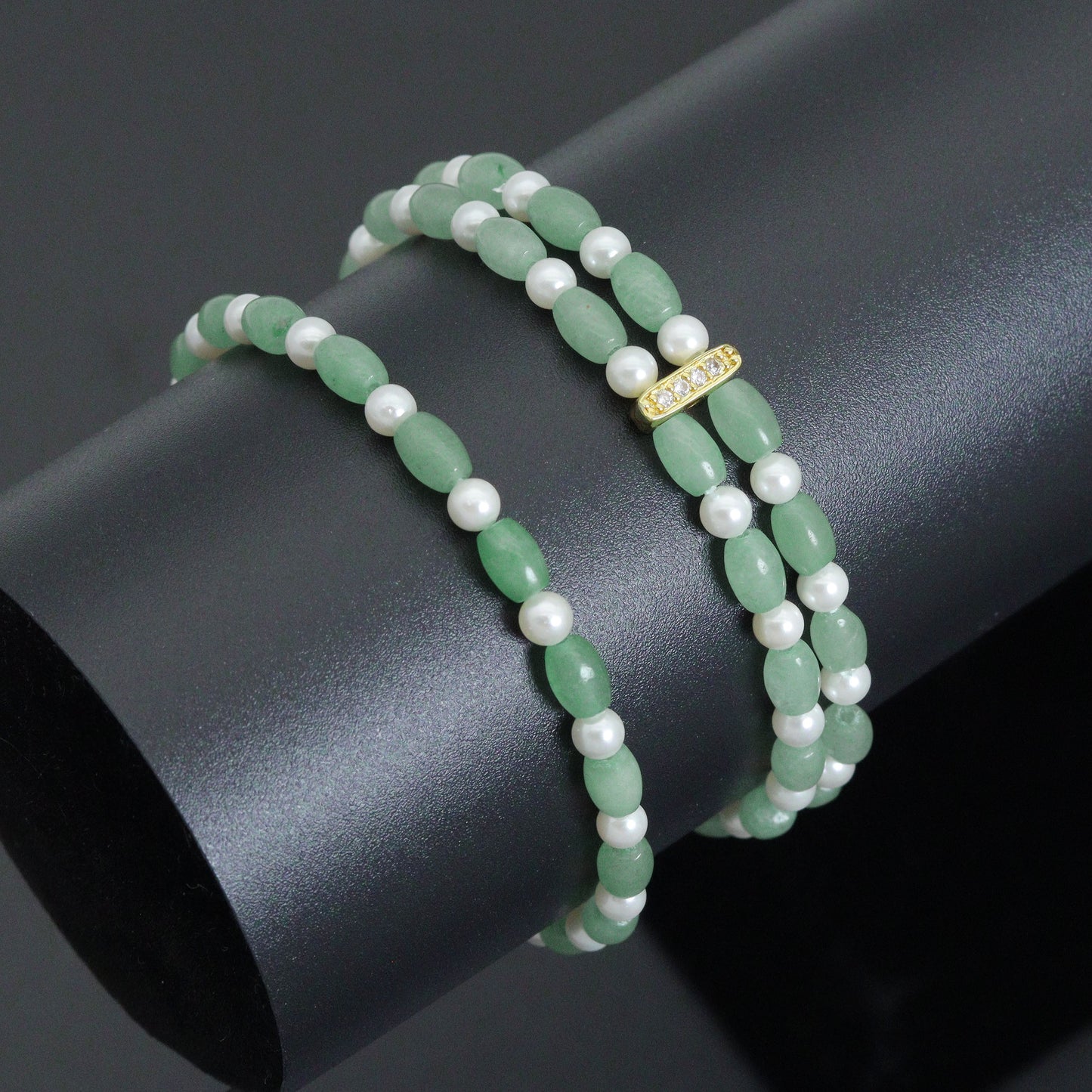 4x6mm Barrel Aventurine Stretchy Bracelet, Sku#EF666