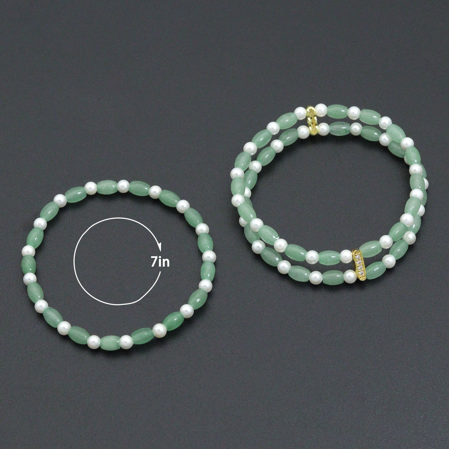 4x6mm Barrel Aventurine Stretchy Bracelet, Sku#EF666