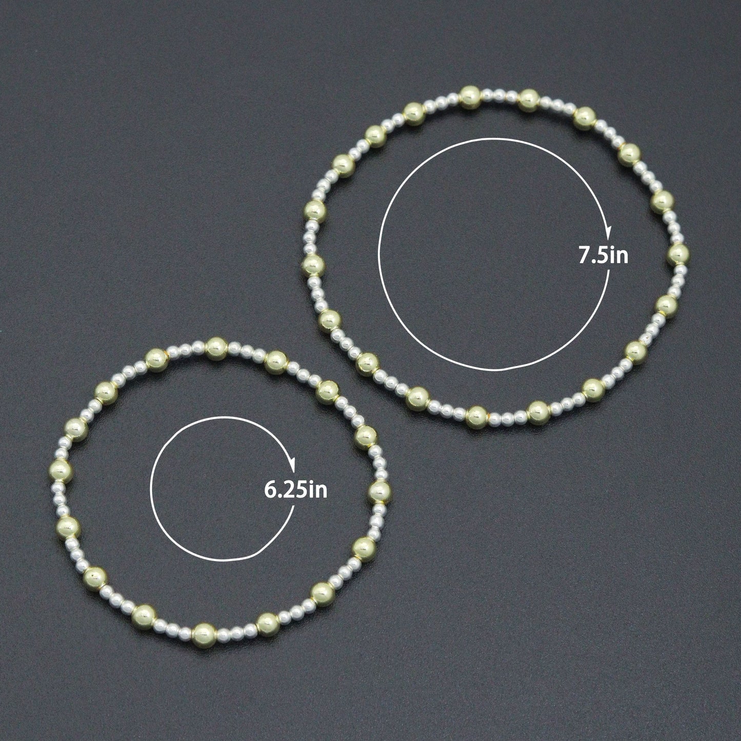2.5mm with 4mm Round Smooth Hematite Stretchy Bracelet, Sku#EF729